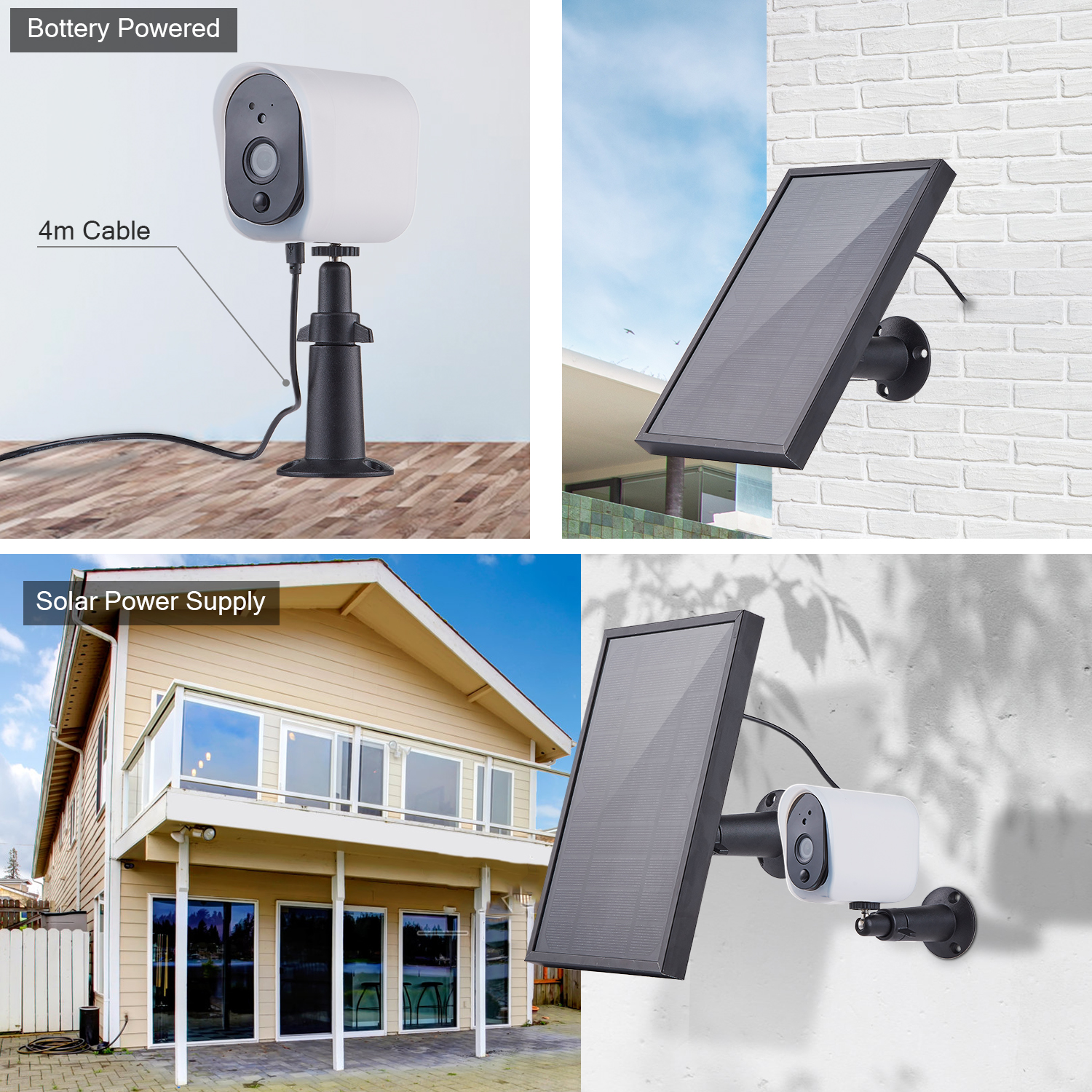 Solar Wireless IP Security Surveillance Camera Outdoor Set